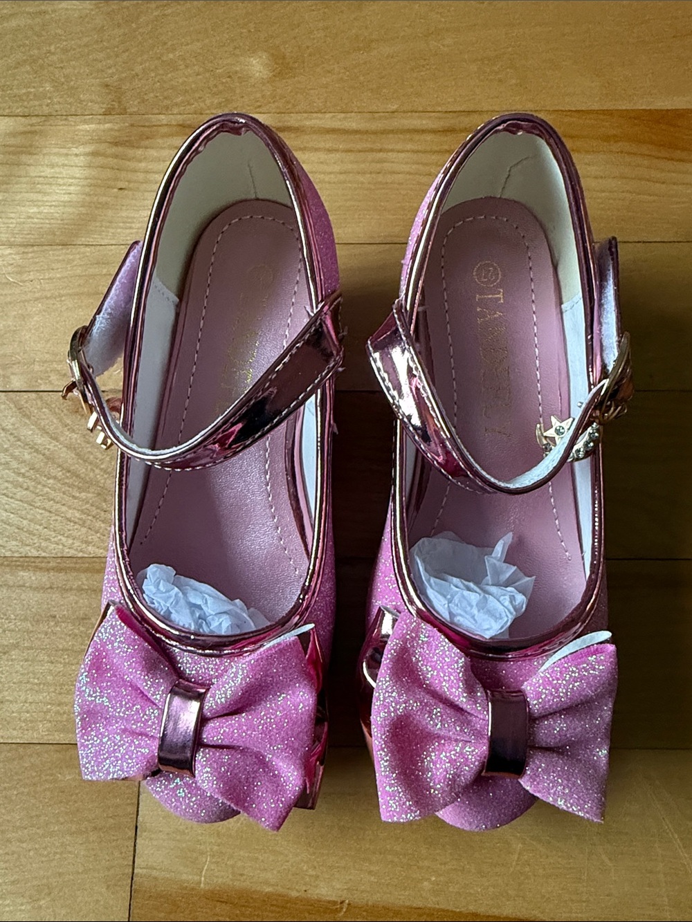 Girls' Pink Glitter Bow Mary Jane Shoes